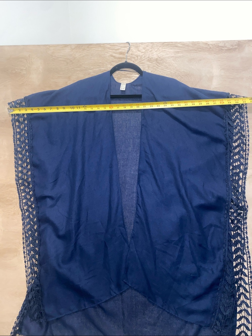 C Navy Blue Crochet-Sleeve Swim Cover-Up - Picture 3 of 9